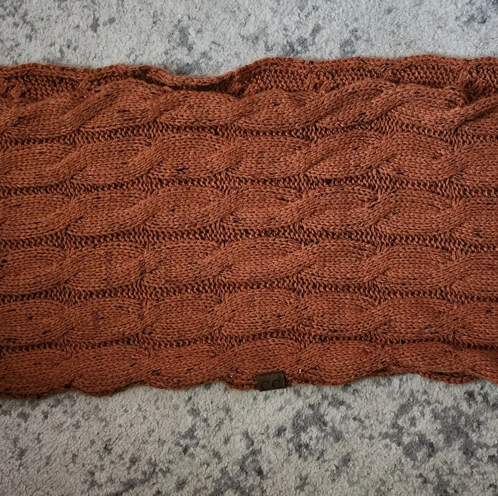 C.C. Cozy Burnt Orange Knit Infinity Scarf and Hat Set - Picture 4 of 6